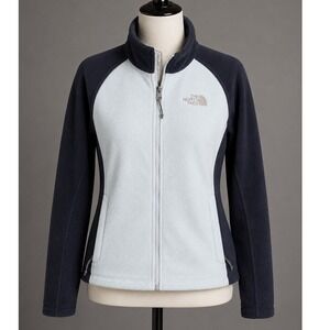 The North Face Womens Full Zip Fleece Jacket Blue Navy Mock Neck Small